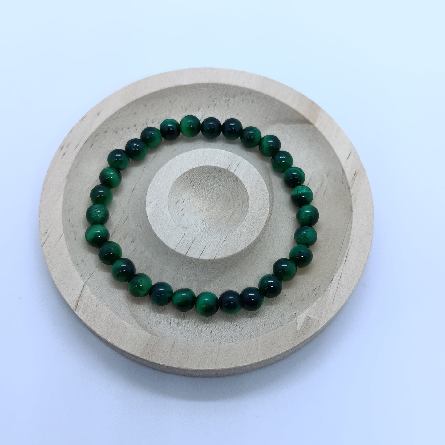 Bracelets en œil de tigre vert