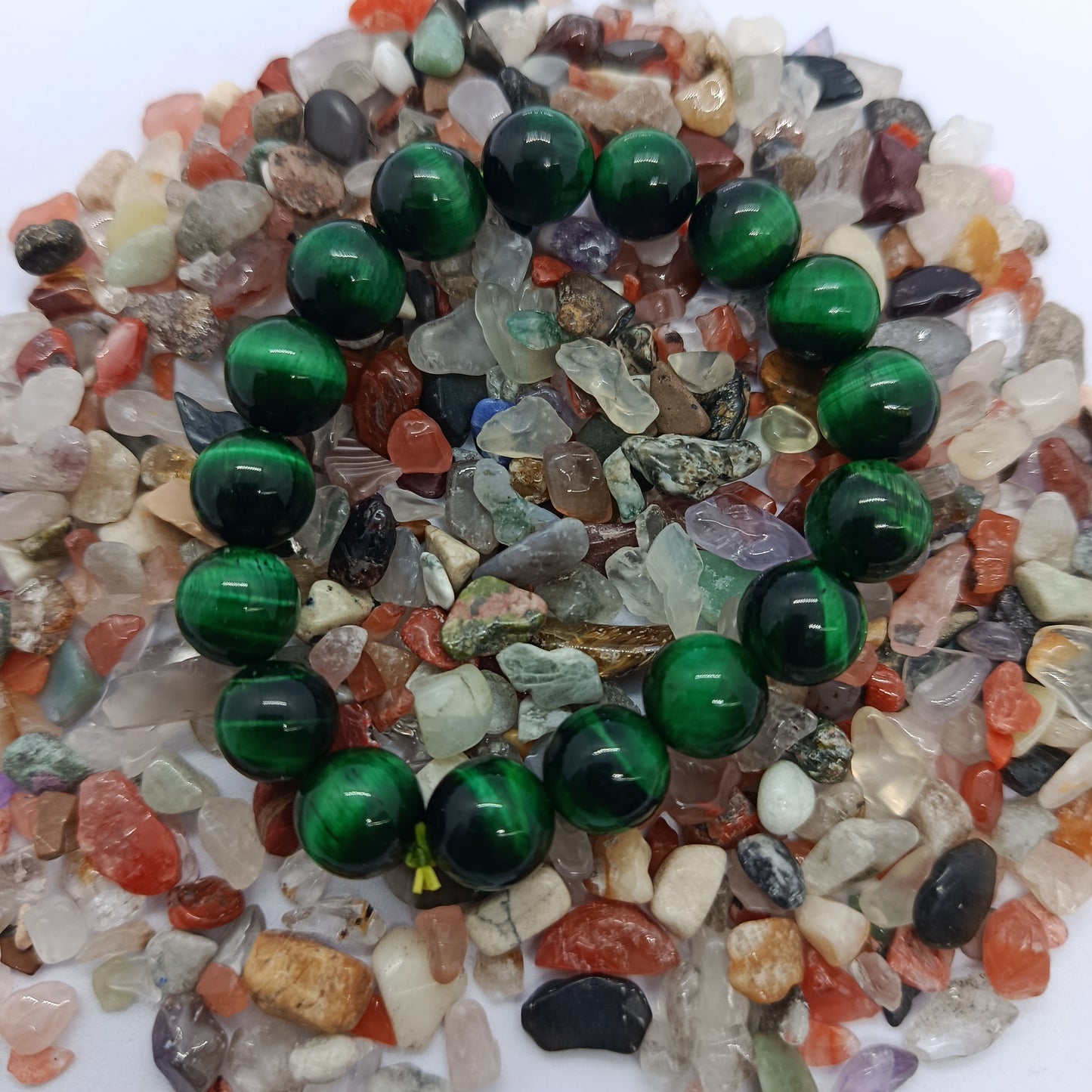 Bracelets en œil de tigre vert