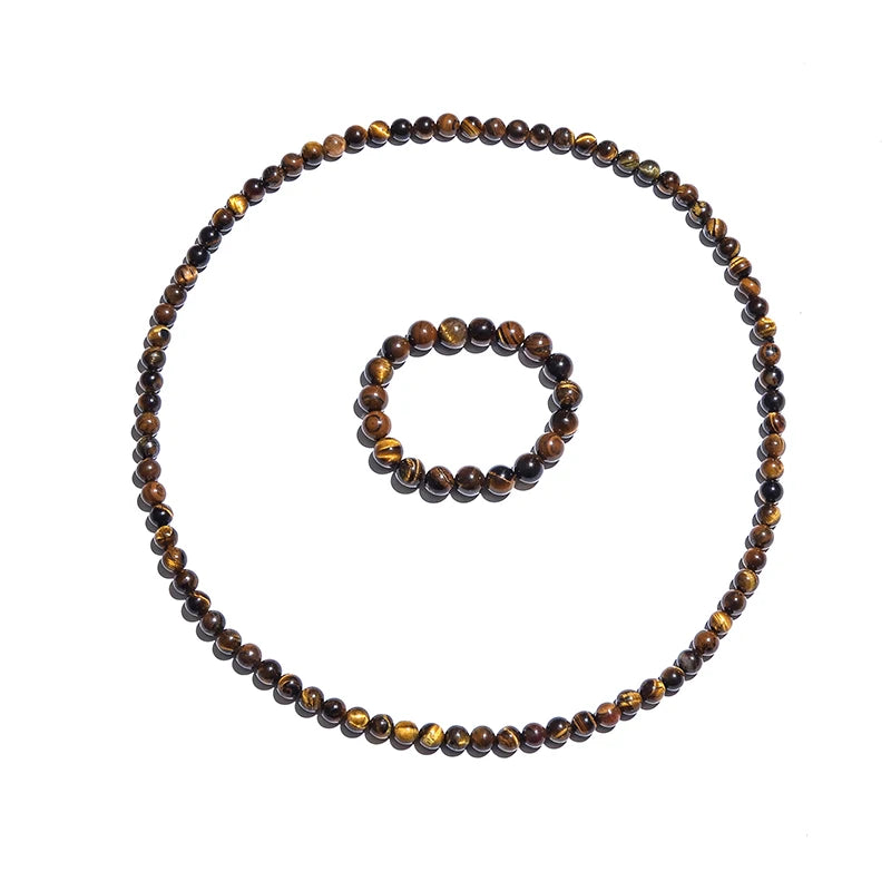 Collier long et bracelet en Œil de Tigre