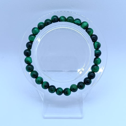 Bracelets en œil de tigre vert