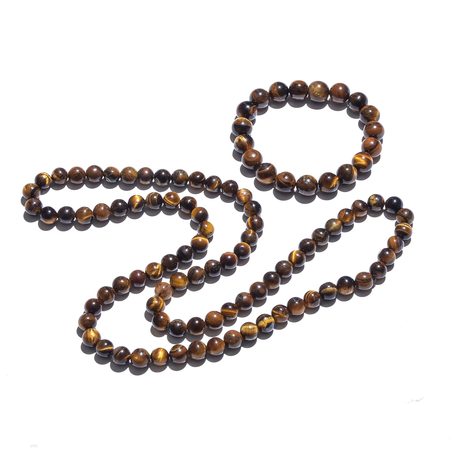 Collier long et bracelet en Œil de Tigre