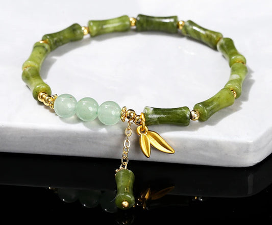 Bracelet en jade style bambou