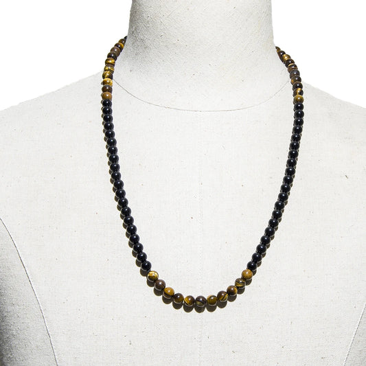Collier long et bracelet en Œil de Tigre & Onyx